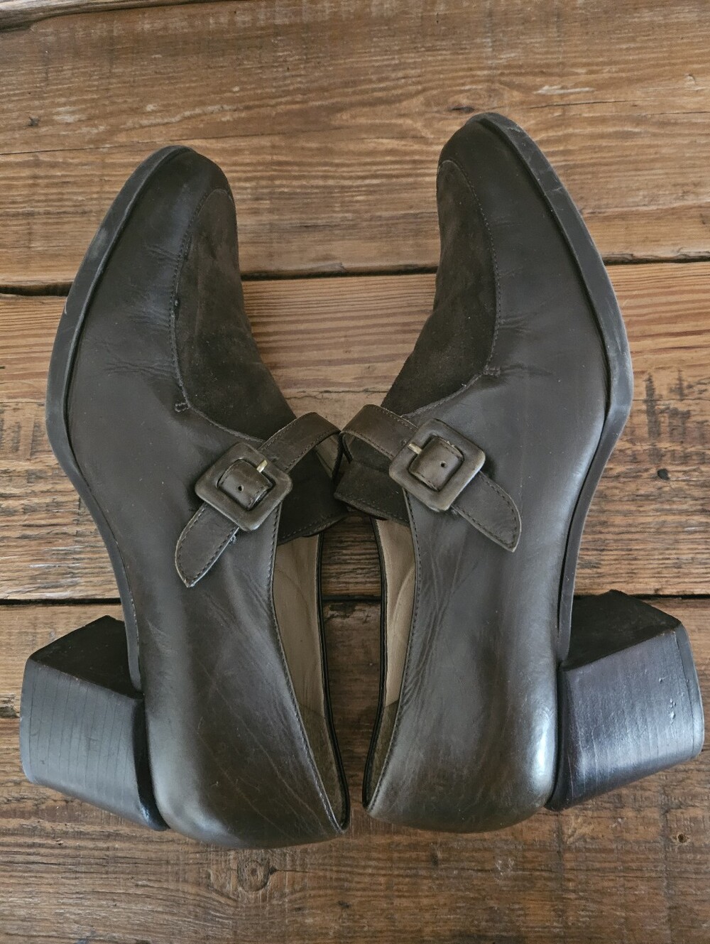 Enzo Angiolini Brown Leather & Suede Buckle Ankle Booties - Womens Size 7.5
